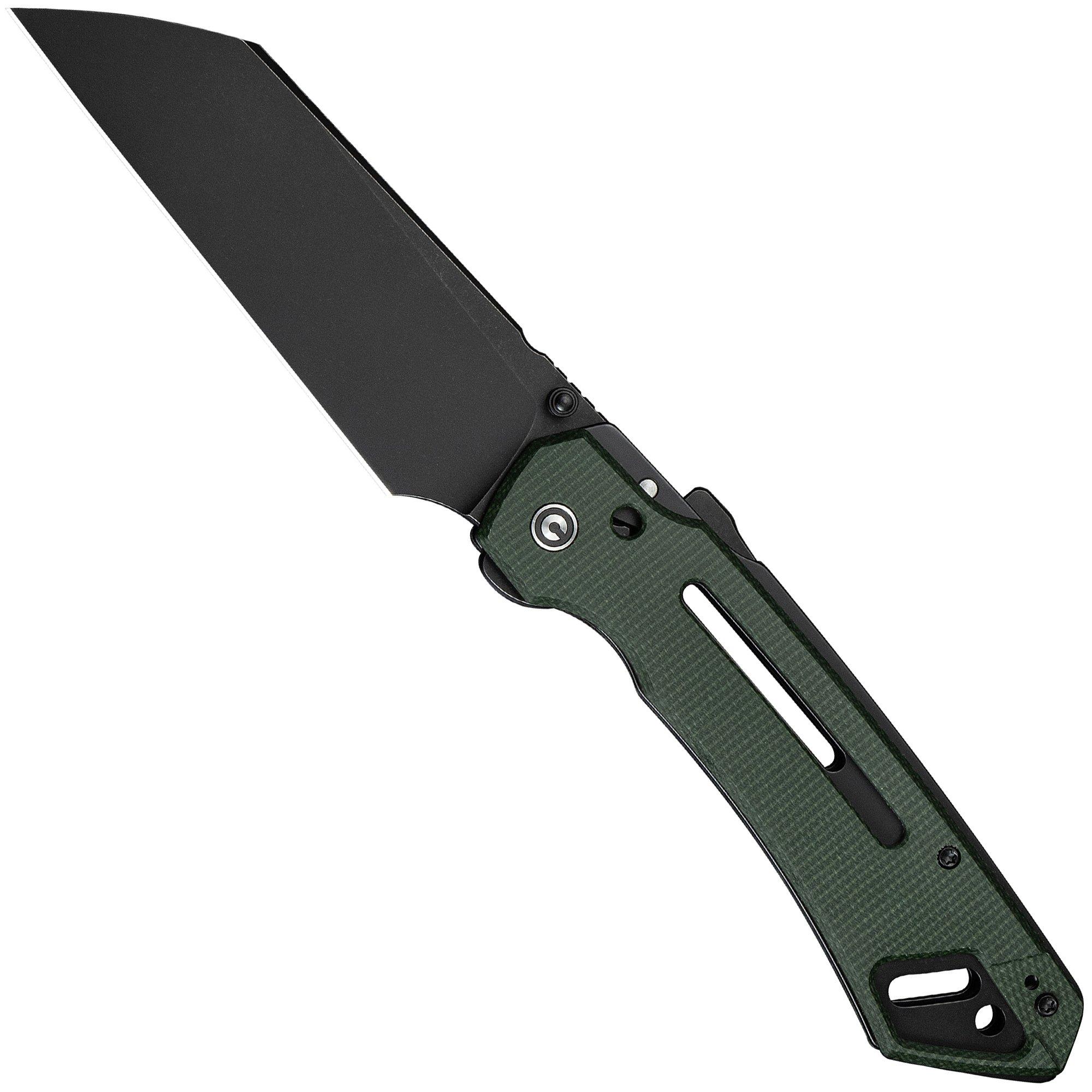 Civivi Buster FG C24052-3 Blackwashed Nitro-V, Green Micarta, couteau de poche, Snecx Tan design