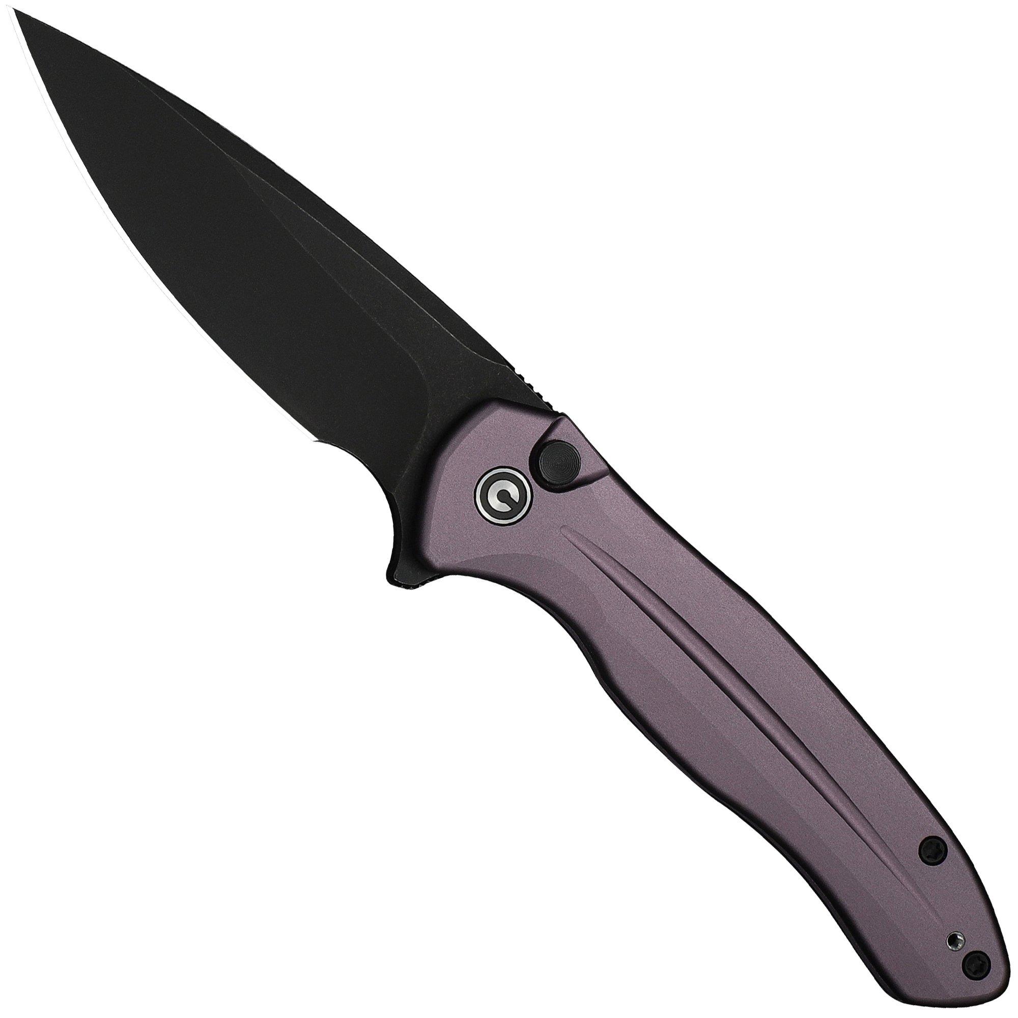 Civivi Button Lock Kitefin C24091-3 Blackwashed 14C28N, Purple Aluminium, Taschenmesser
