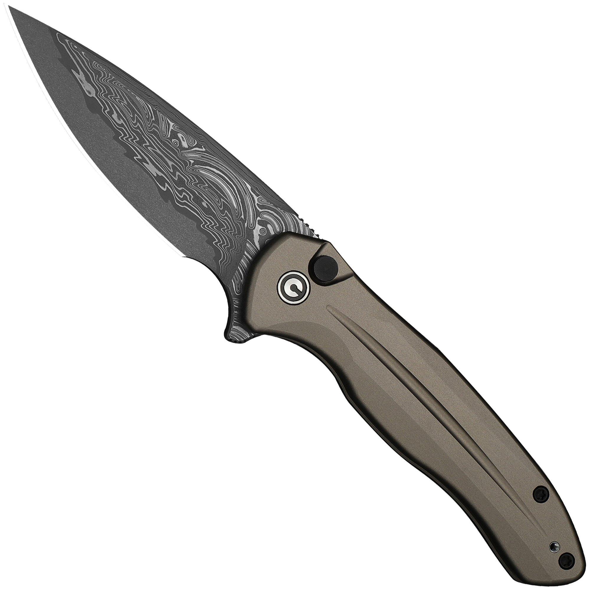 Civivi Button Lock Kitefin C24091-DS1 Damascus, Brownish Gray Aluminium, zakmes