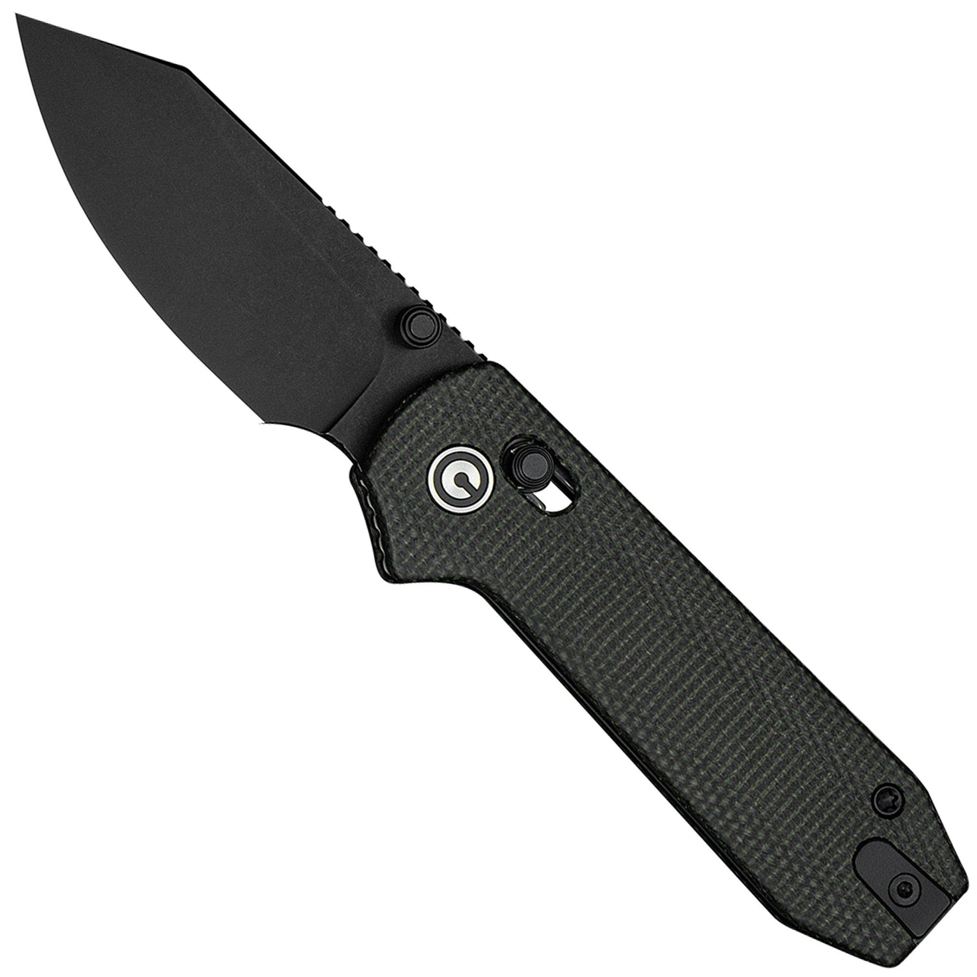Civivi Lil Yonder C25025B-2, Blackwashed 14C28N, Dark Green Canvas Micarta zakmes, Zac Whitmore design