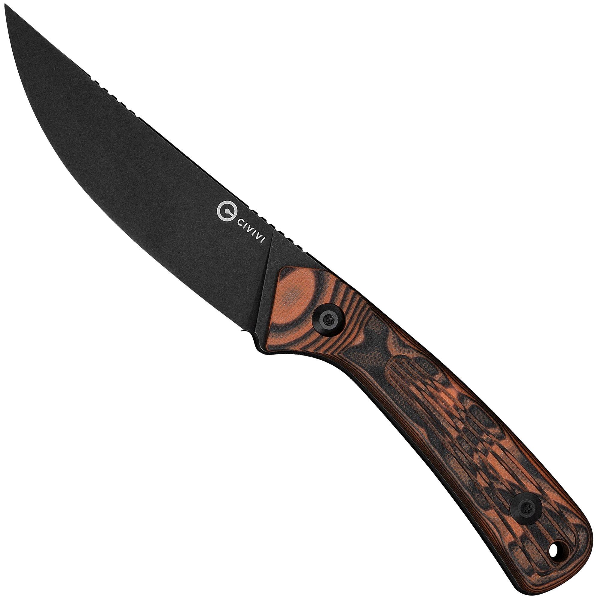 Civivi Carveth C25040-2, Blackwashed AEB-L, Orange/Black G10, hunting knife