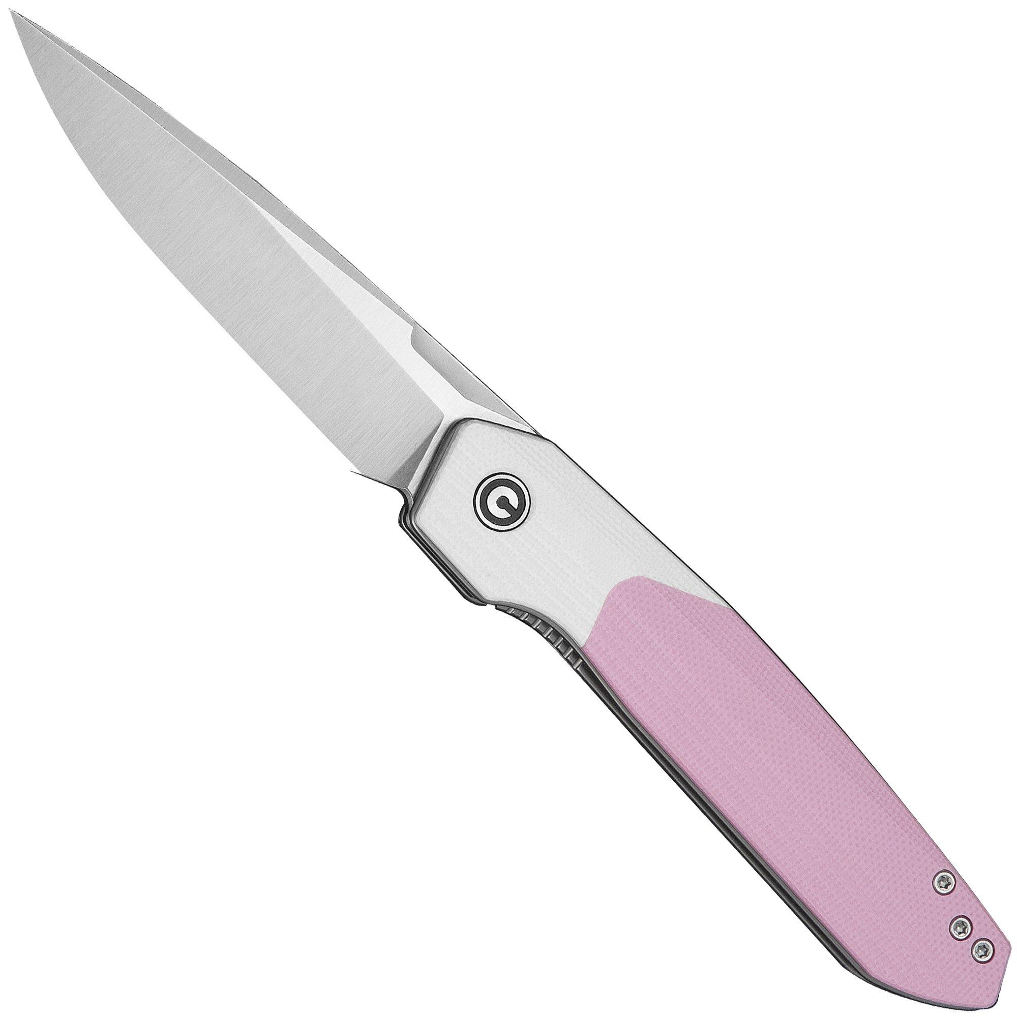 Civivi Brr15 Light C25063-3, Satin Nitro-V, Powder Pink / White G10 pocket knife, Rafal Brzeski design