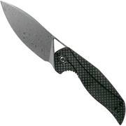 Civivi Anthropos C903DS Damascus, Carbon fibre & Black G10 coltello da tasca, Elijah Isham design