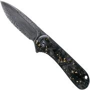 Civivi Elementum C907C-DS1 Damascus, Shredded Gold Carbon fibre pocket knife