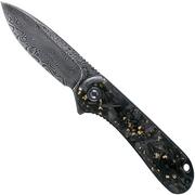 Civivi Elementum C907C-DS1 Damascus, Shredded Gold coltello da tasca in fibra di carbonio