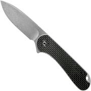 Civivi Elementum C907DS Damascus, Carbon fibre & Black G10 pocket knife