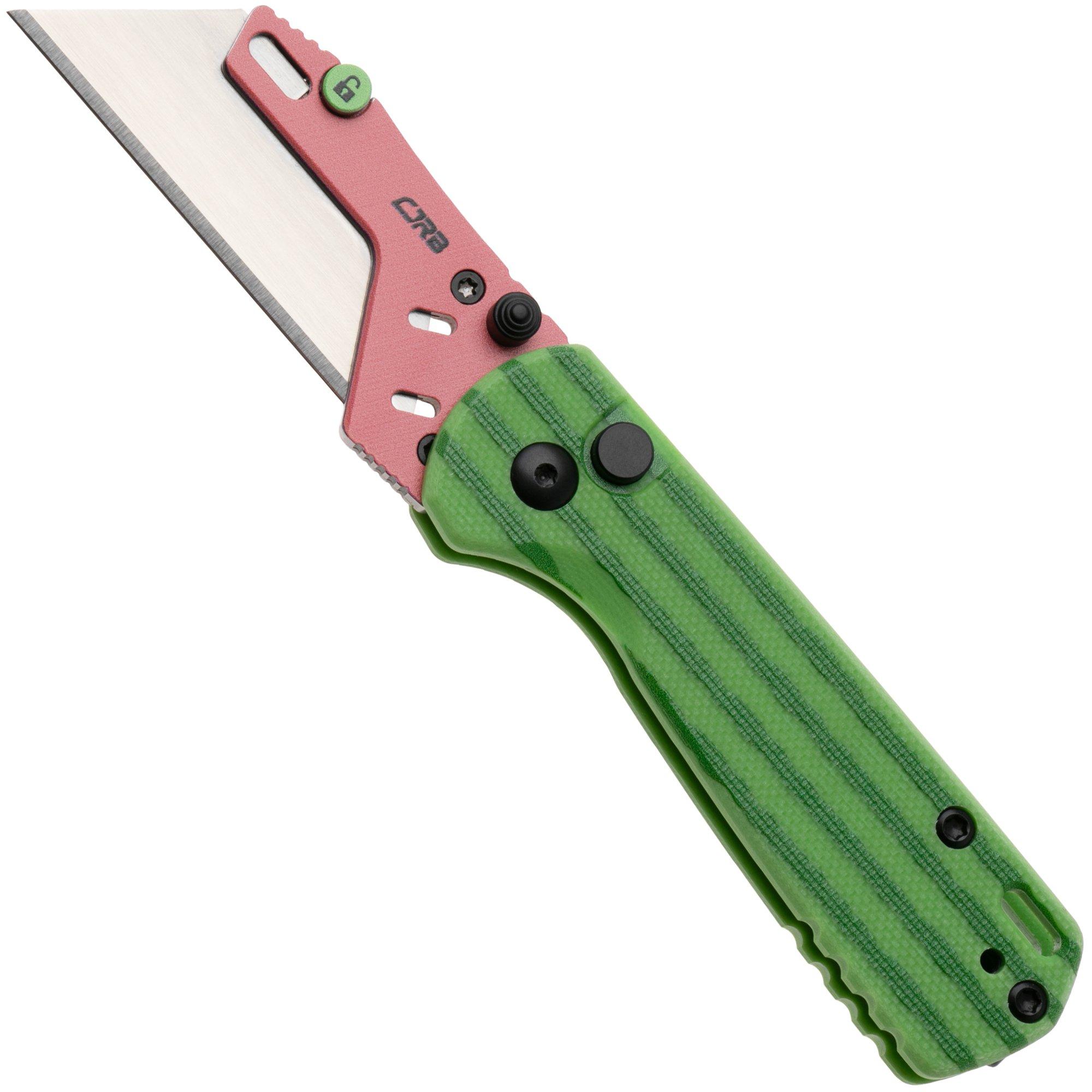 CJRB Boxer J1967-WM Pink Blade Holder, Green G10, pocket knife