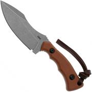 CRKT Bugsy Stonewash 3600 Brown Micarta fixed knife, Kaila Cumings design