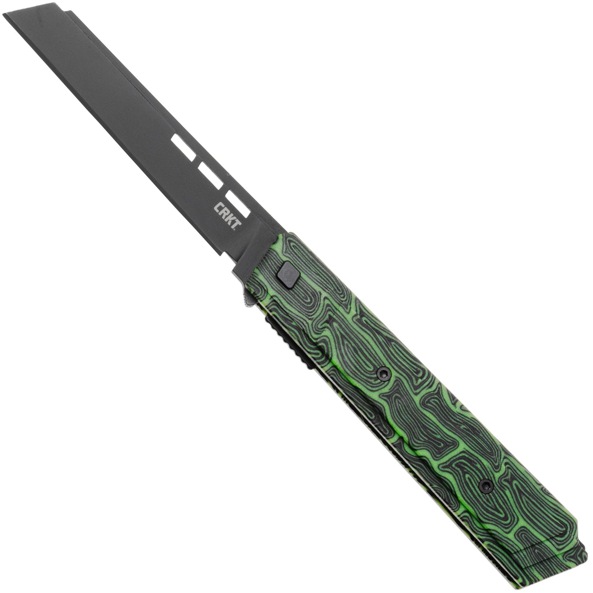 CRKT Zephyr 3850G Black Titanium Nitride 14C28N, Green White G10, pocket knife, Matthew Lerch design