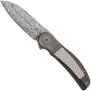 CRKT Monument 4001 Rose Damasteel, Grey Titanium Grey Textured Inlay, zakmes, Michael Walker design