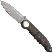 CRKT Pursue 4011 Twist Damasteel, Red Dark Matter FatCarbon, couteau de poche, Michael Walker design