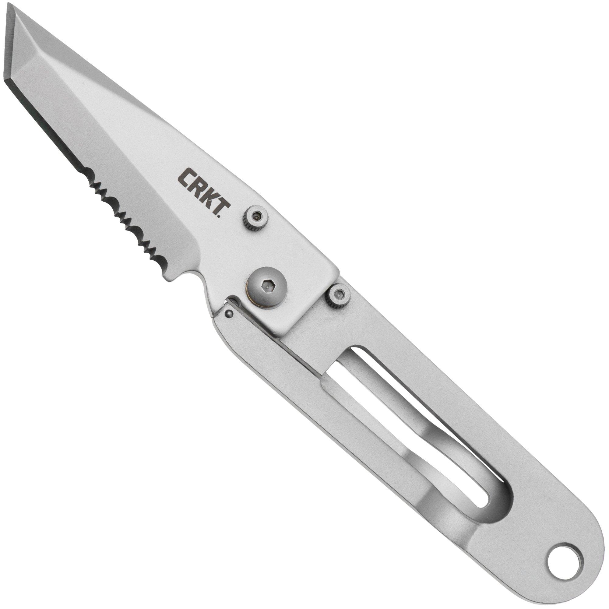 CRKT K.I.S.S. 5510, Bead Blasted 420J2, Stainless Steel partially serrated pocket knife, Ed Halligan design