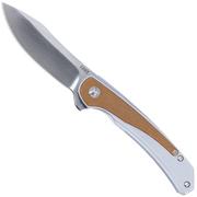 CRKT Padawan 6070 Brown Micarta coltello da tasca, design di Pedro Buzetti