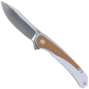 CRKT Padawan 6070 Brown Micarta pocket knife, Pedro Buzetti design