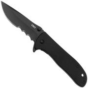 CRKT Drifter Blackout Veff Serrations 6450BLK Black Micarta pocket knife