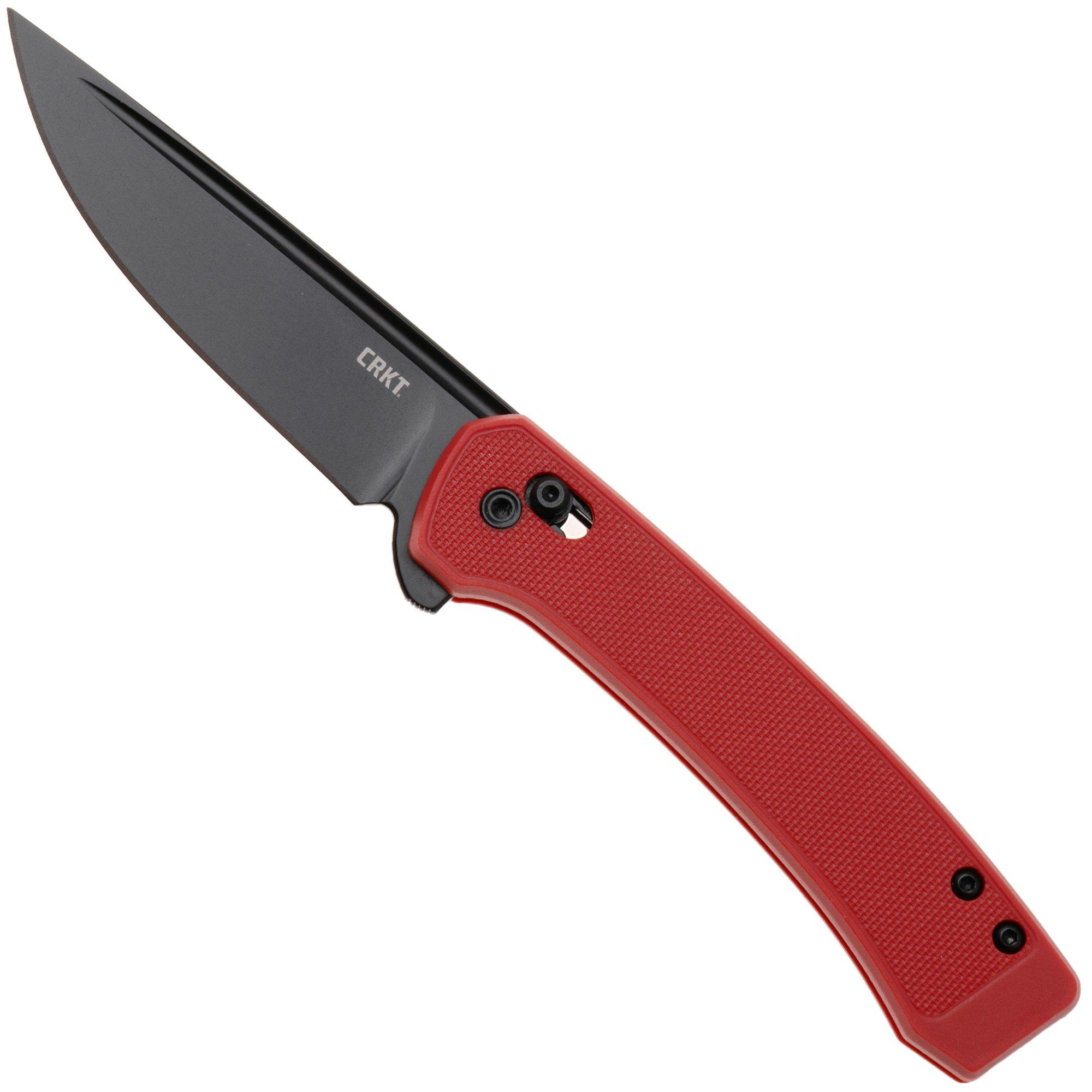 CRKT Q Compact 7075R Black Oxide 14C28N, Red GRN, pocket knife, Richard Rogers design