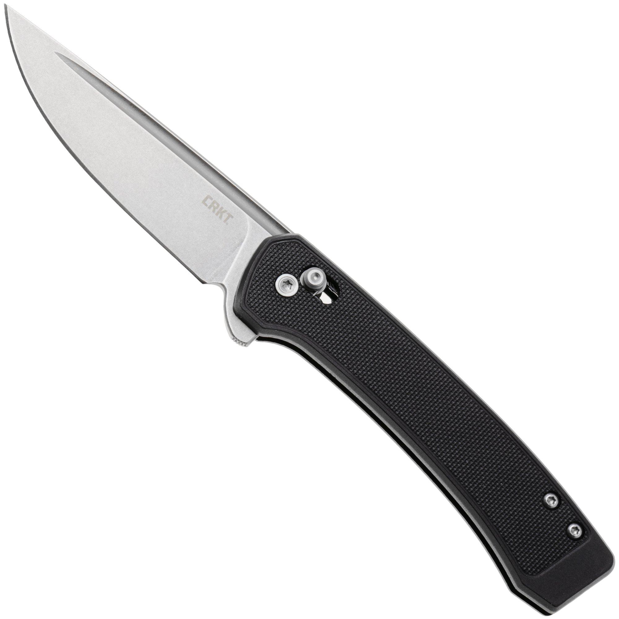 CRKT Q Compact 7075 Stonewashed 14C28N, Black GRN, pocket knife, Richard Rogers design