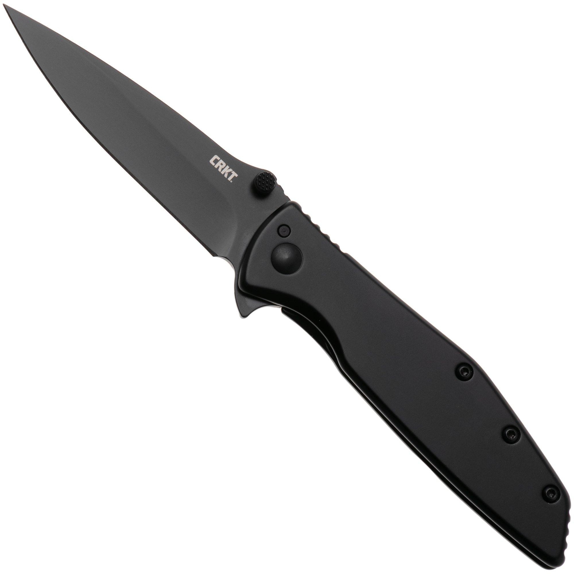 CRKT Slag 7600K Black Oxide D2, Black Stainless Steel, pocket knife, Russ Kommer design