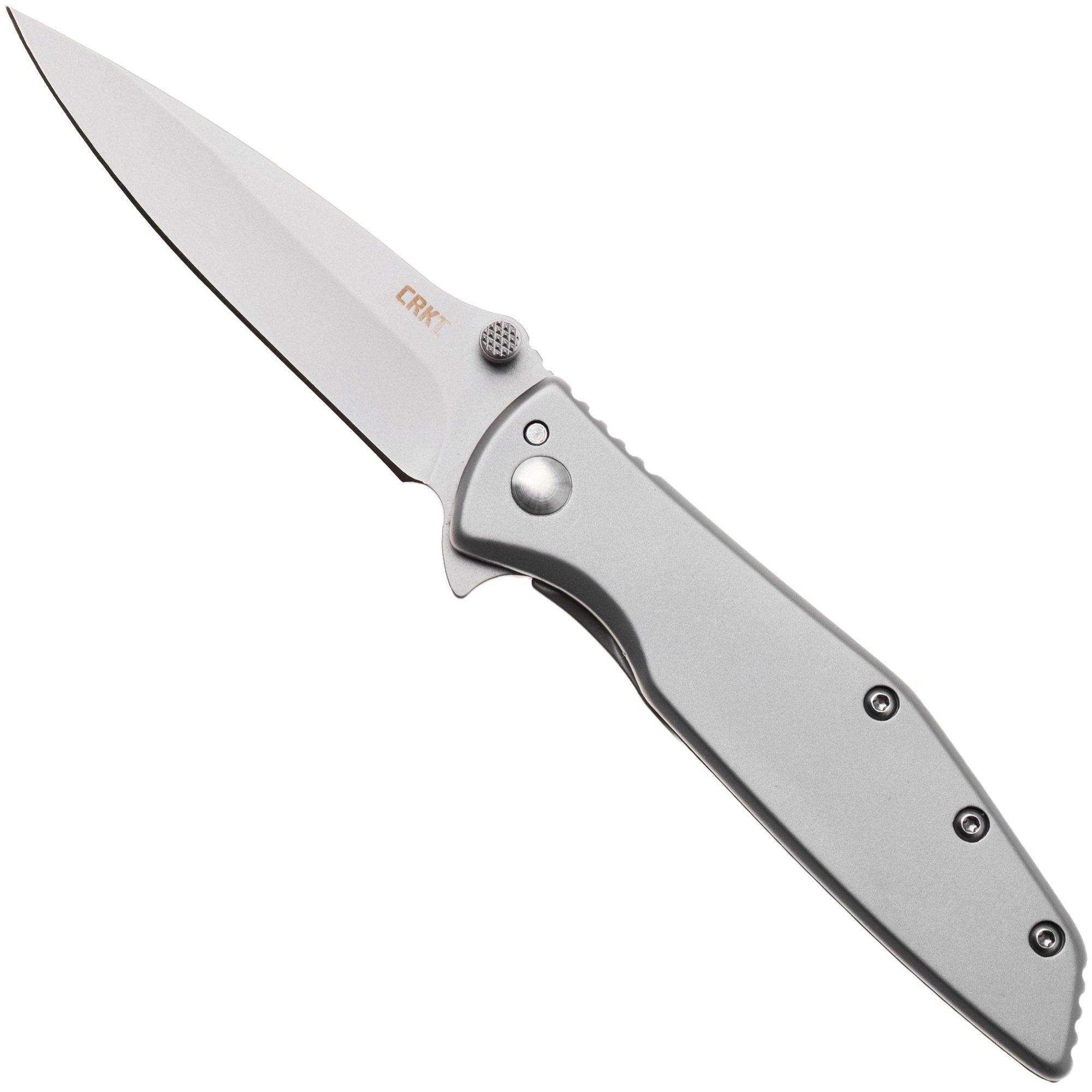 CRKT Slag 7600 Bead Blasted D2, Gray Stainless Steel, zakmes, Russ Kommer design