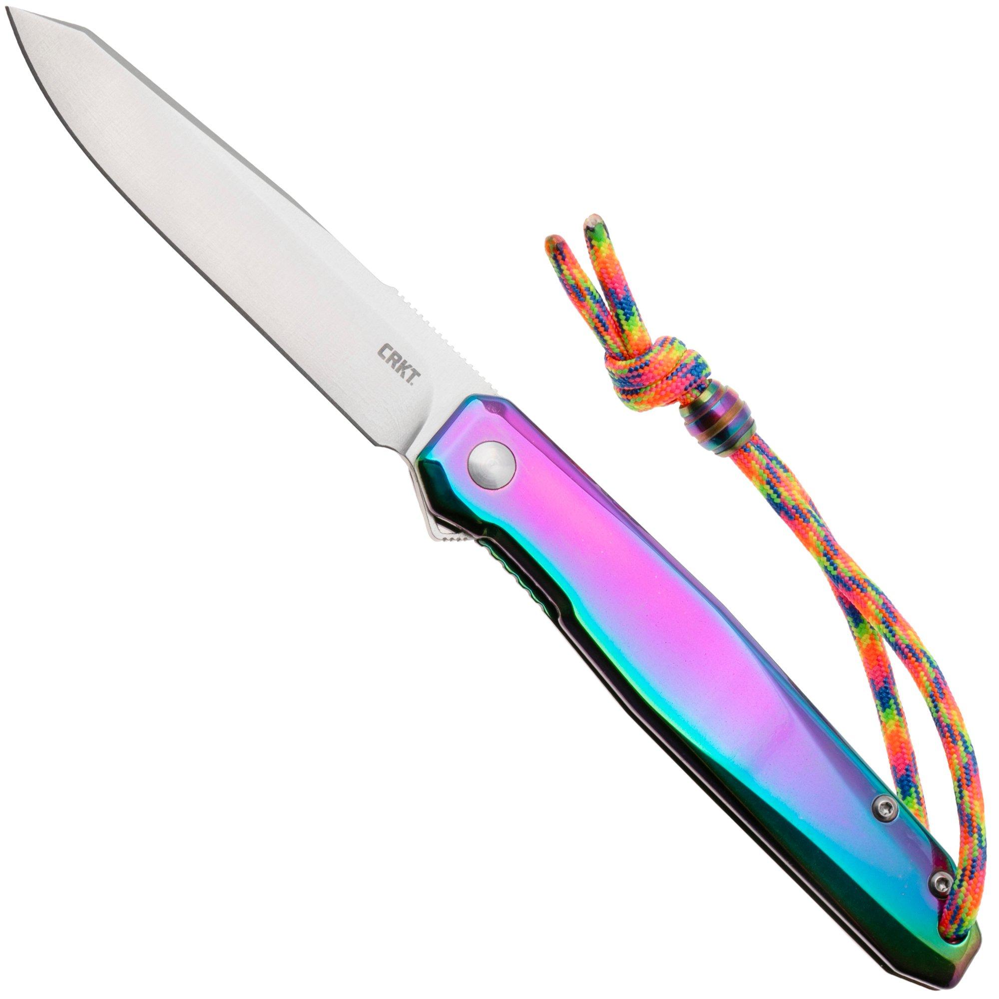 CRKT Facet K230PXP Satin 12C27, Iridescent Titanium Nitride Stainless Steel, couteau de poche, Ken Onion design