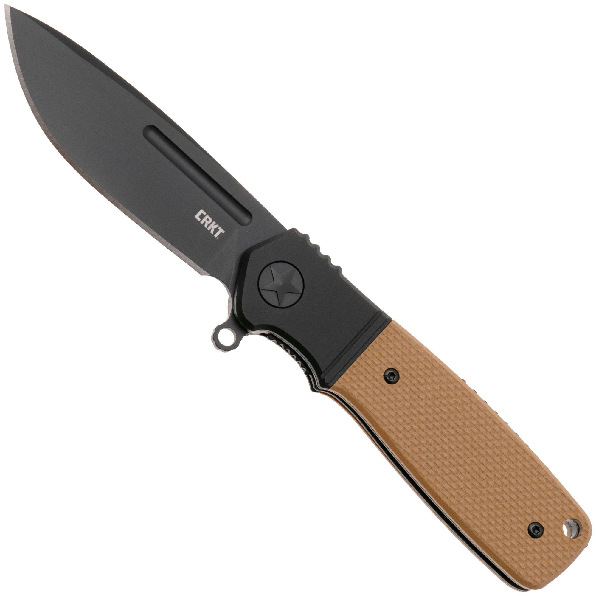 Nóż składany CRKT Homefront Compact Black DLC K245BKP Desert Tan G10, projekt Ken Onion