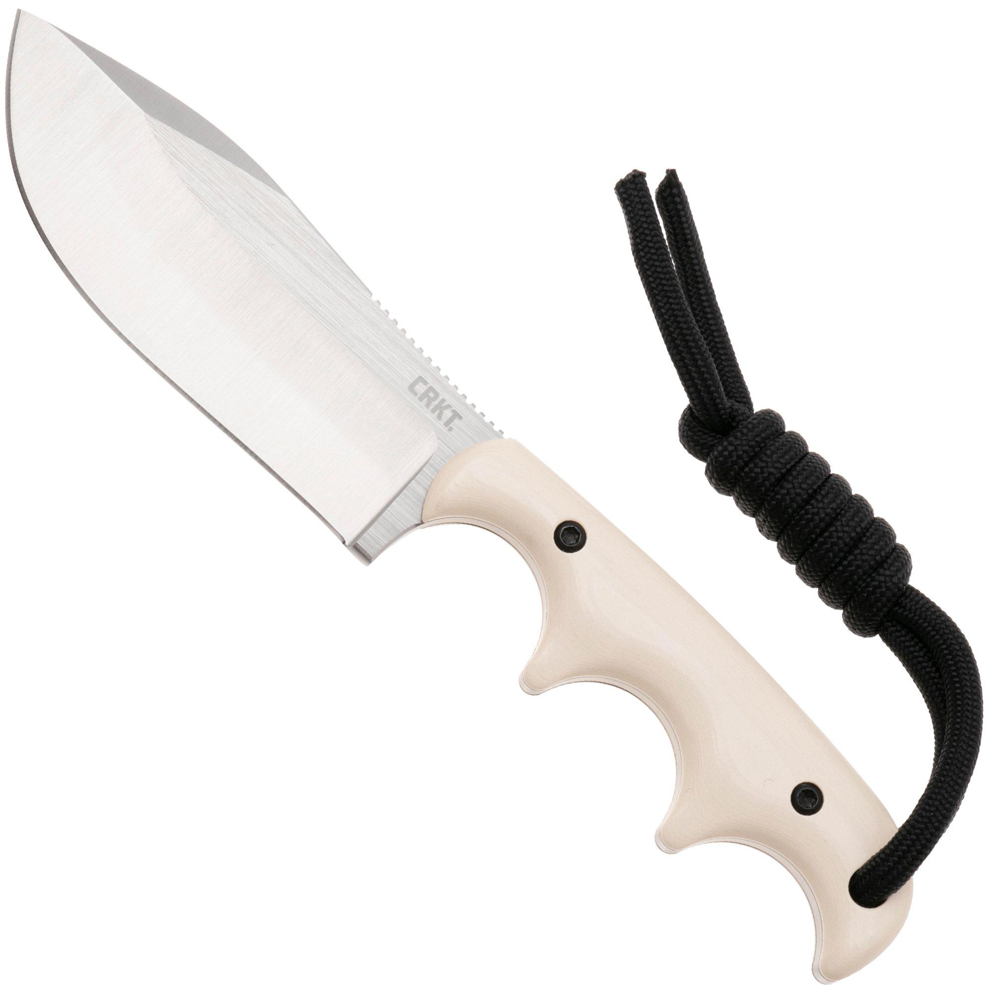 CRKT Minimalist Nessmuk 2375 Satin 12C27, Ivory Micarta, neck knife, Alan Folts design
