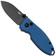 Image for CRKT Squid Button Lock 2474BD Black Oxide D2, Blue Micarta, pocket knife, Lucas Burnley design