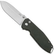 Nóż składany CRKT Squid XM Button Lock 2495GR Stonewashed D2, Green Micarta, Lucas Burnley