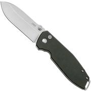 CRKT Squid XM Button Lock 2495GR Stonewashed D2, Green Micarta, zakmes, Lucas Burnley design