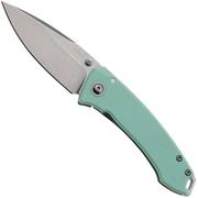 CRKT Tuna Compact 2522B Stonewashed 14C28N, Aqua Green G10, pocket knife, Lucas Burnley design