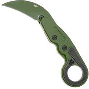 CRKT Provoke 4040BG Bright Green Cerakote D2, Multicam Bright Green Aluminum, Kinematic Karambit pocket knife, Joe Caswell design