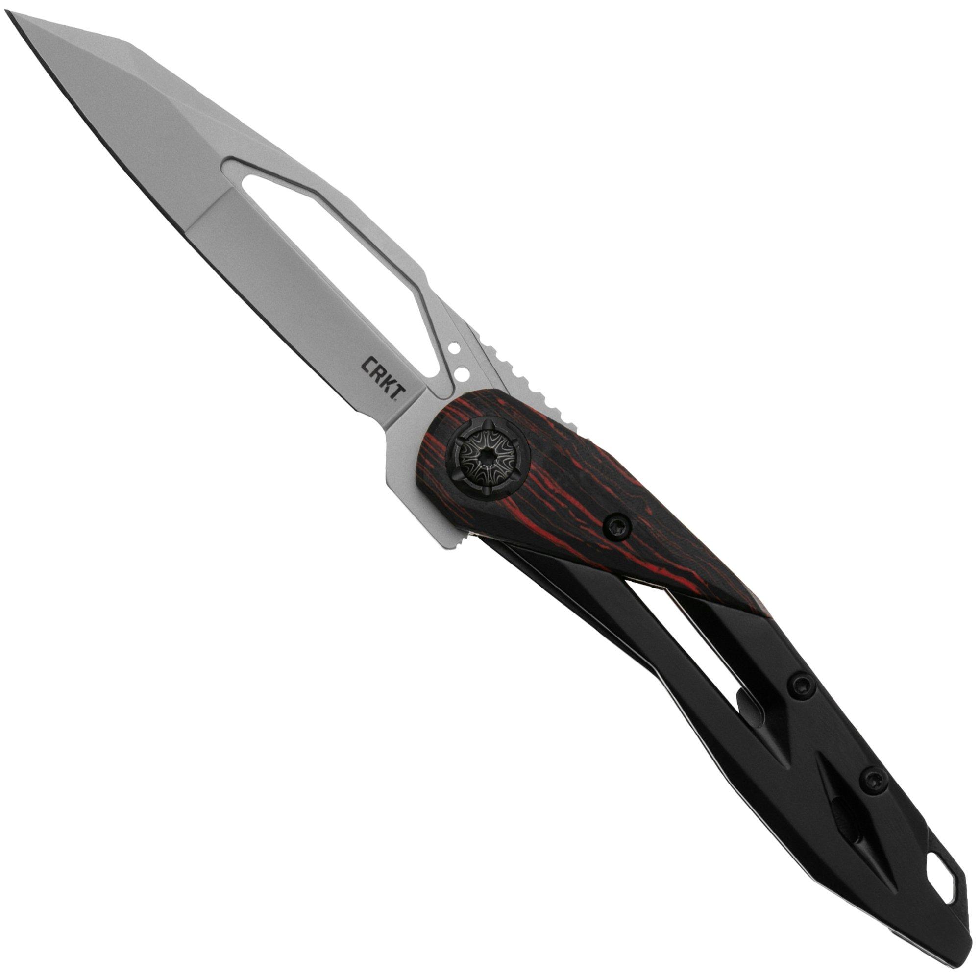 CRKT Nucleus 5702 Bead Blast 12C27, Black Stainless Steel, Red Black G10 Overlay, Taschenmesser, Princeton Wong Design