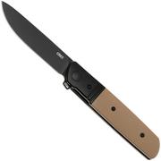 CRKT Bamboozled Black 5720B Black Oxide D2, Brown G10, zakmes, Kenny Onion design