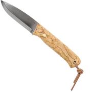 Casström Woodsman Knife Curly Birch, Slepiner Scandi Grind 10824 met firesteel