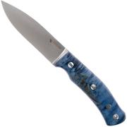 Casström No. 10 Swedish Forest Knife Blue Curly Birch, 14C28N Flat Grind