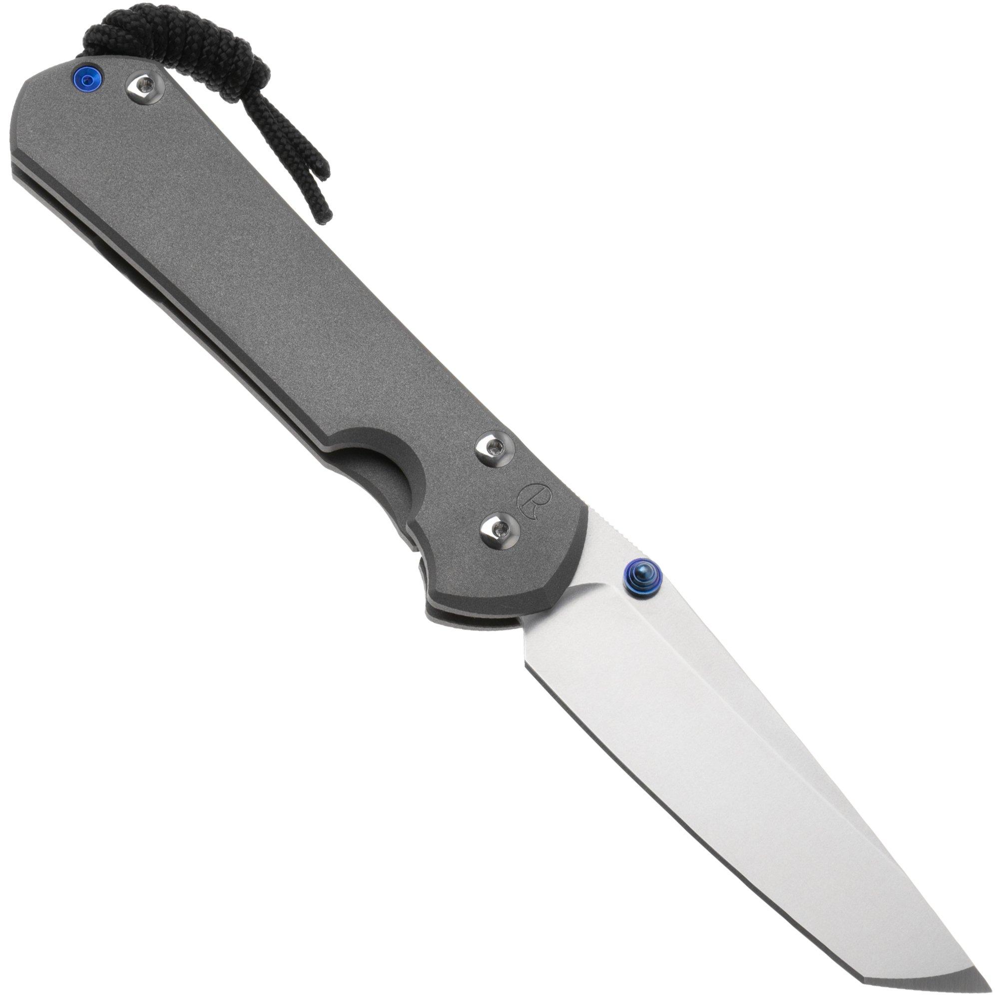 Chris Reeve Large Sebenza 31 L31-1011, Stonewashed CPM MagnaCut Tanto, Sand Blasted Titanium, linkshandig zakmes
