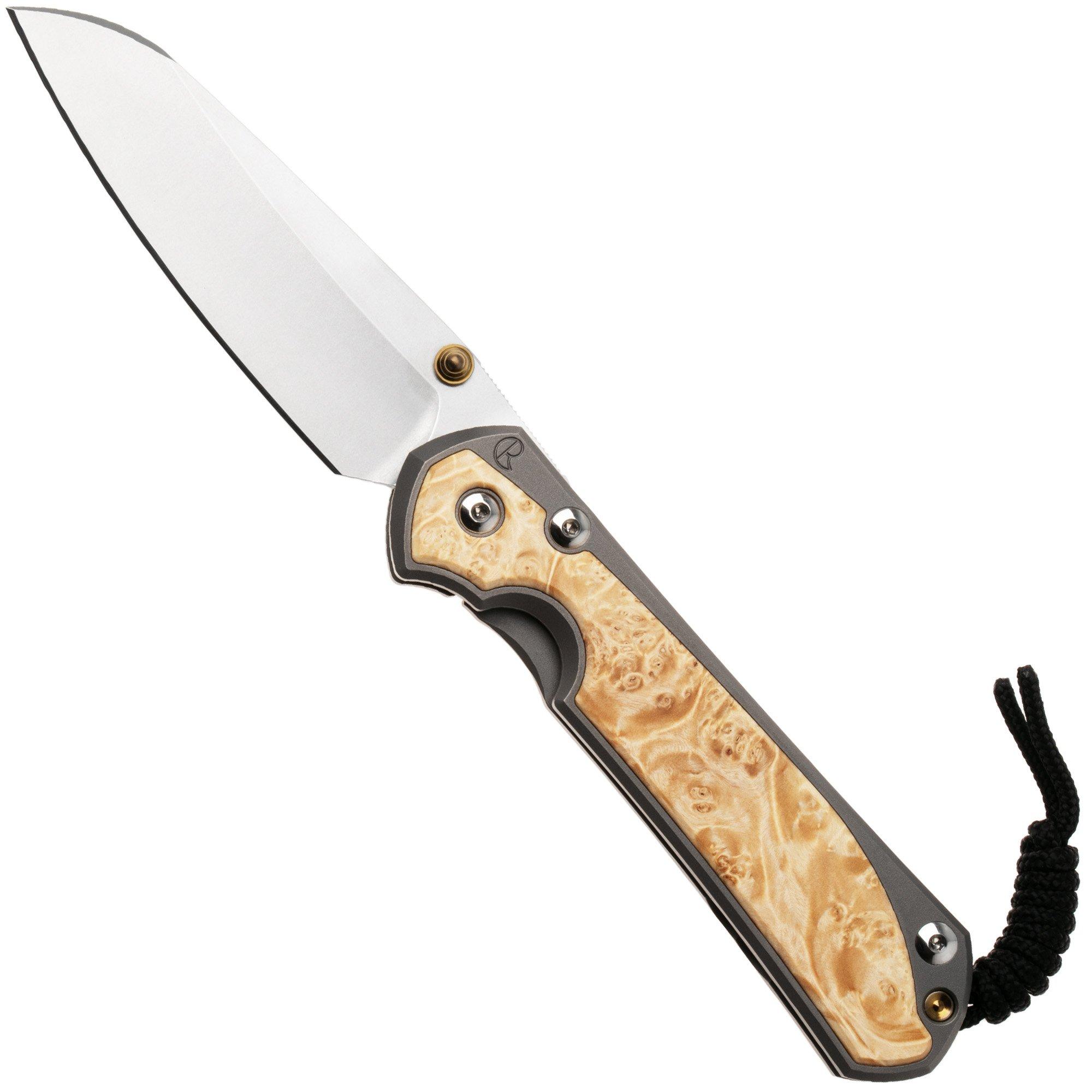 Chris Reeve Large Sebenza 31, L31-1126, Stonewashed CPM MagnaCut Insingo, Glass Blasted Titanium, Box Elder Inlay Taschenmesser