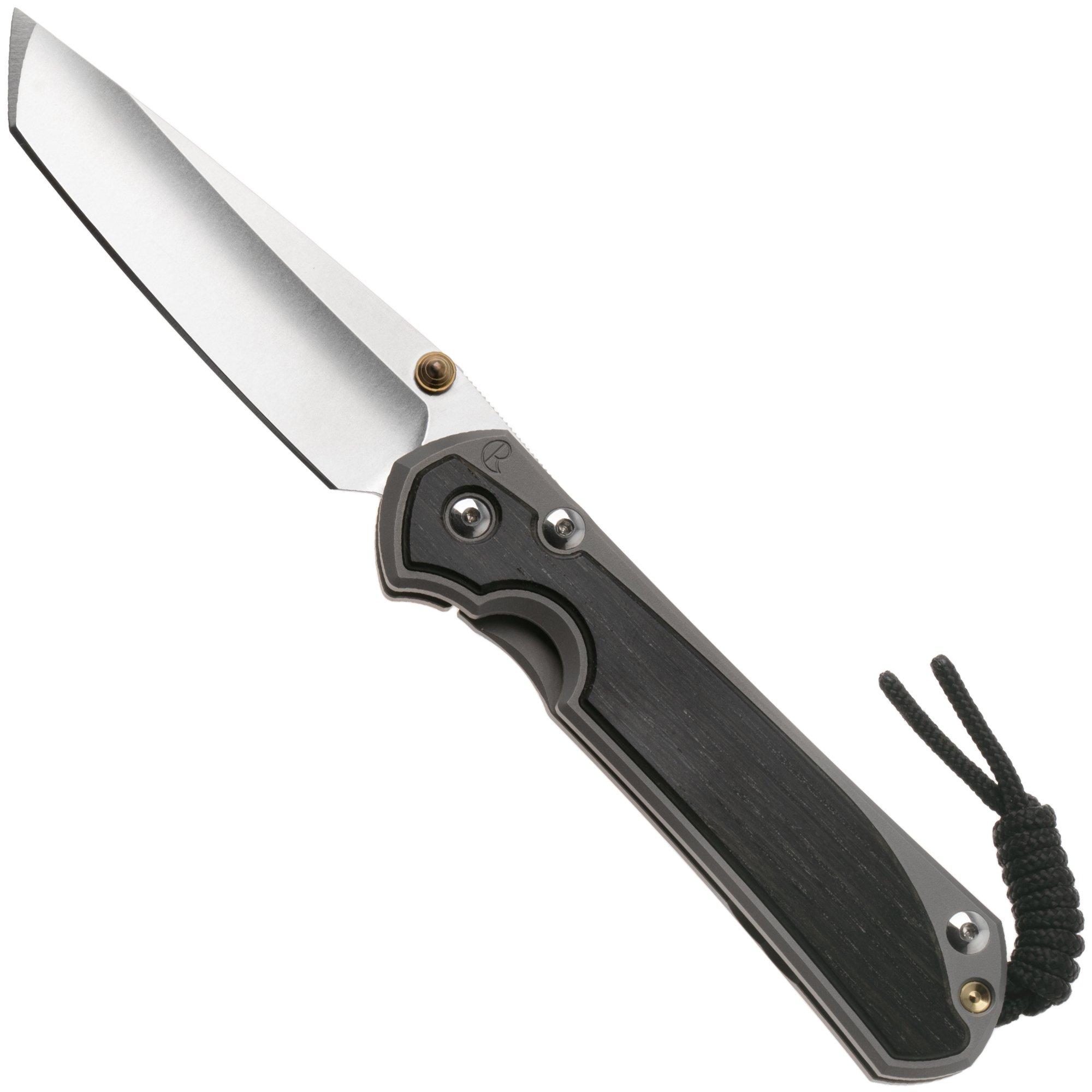 Chris Reeve Large Sebenza 31, L31-1130, Stonewashed MagnaCut Tanto, Glassblasted Titanium, Bog Oak Inlay pocket knife
