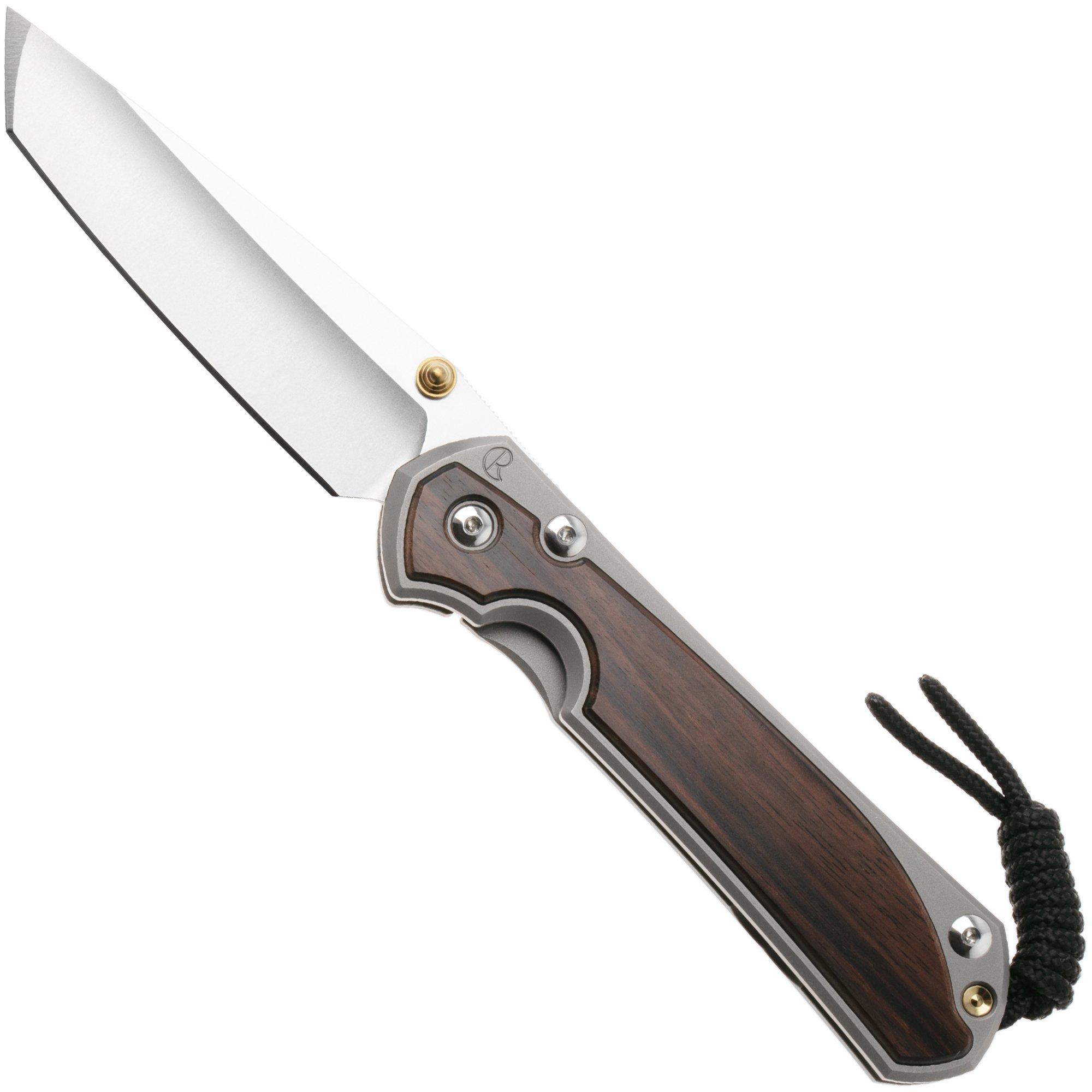 Chris Reeve Large Sebenza 31, L31-1134, Stonewashed MagnaCut Tanto, Sandblasted Titanium, Macassar Ebony Inlay zakmes