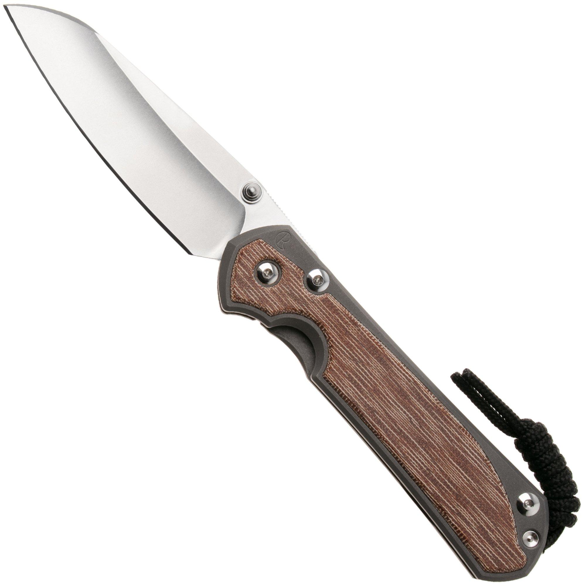 Chris Reeve Large Sebenza 31, L31-1222, Stonewashed CPM MagnaCut Insingo, Sand Blasted Titanium, Natural Canvas Micarta Inlay, couteau de poche