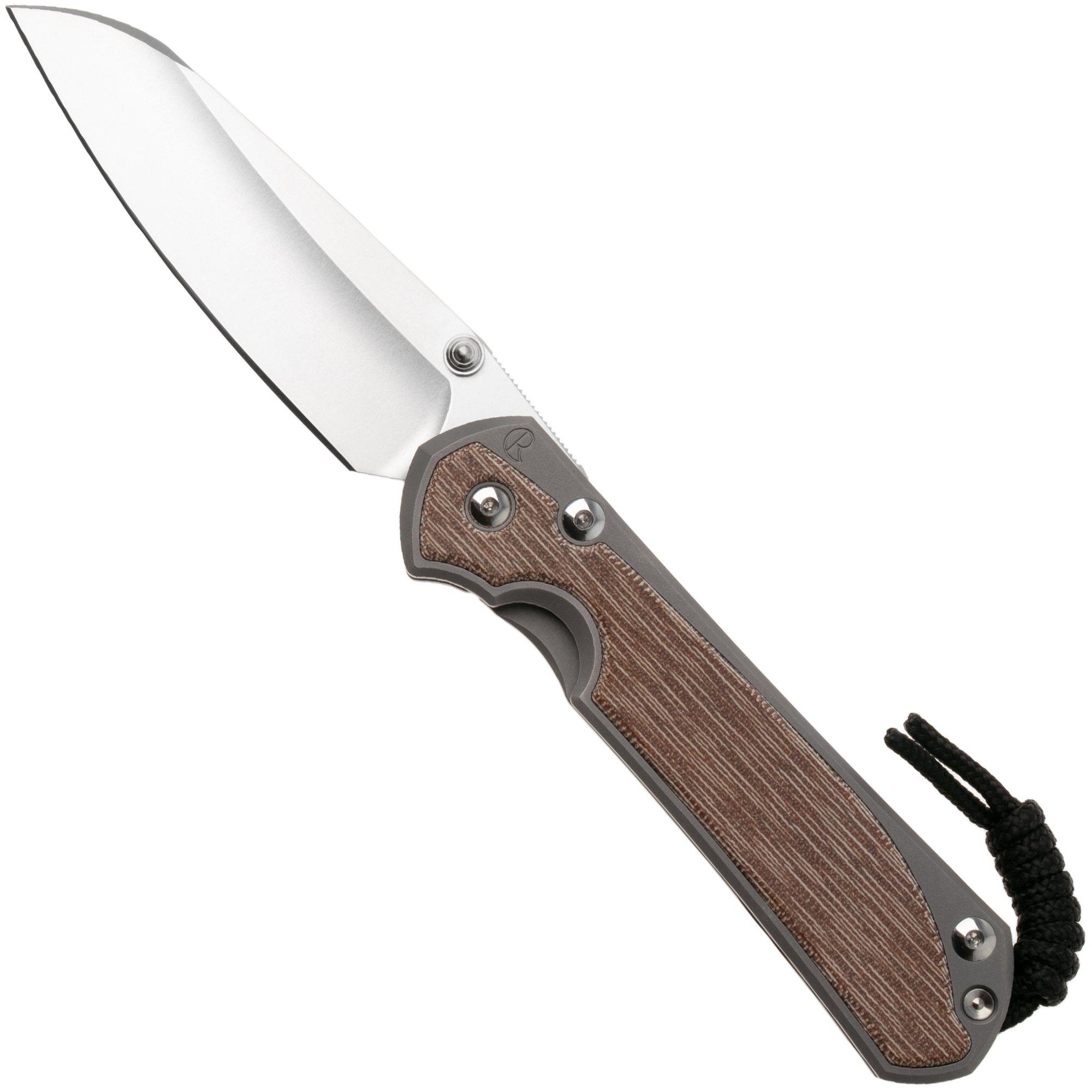 Chris Reeve Large Sebenza 31, L31-1226, Stonewashed CPM MagnaCut Insingo, Glass Blasted Titanium, Natural Canvas Micarta Inlay, couteau de poche
