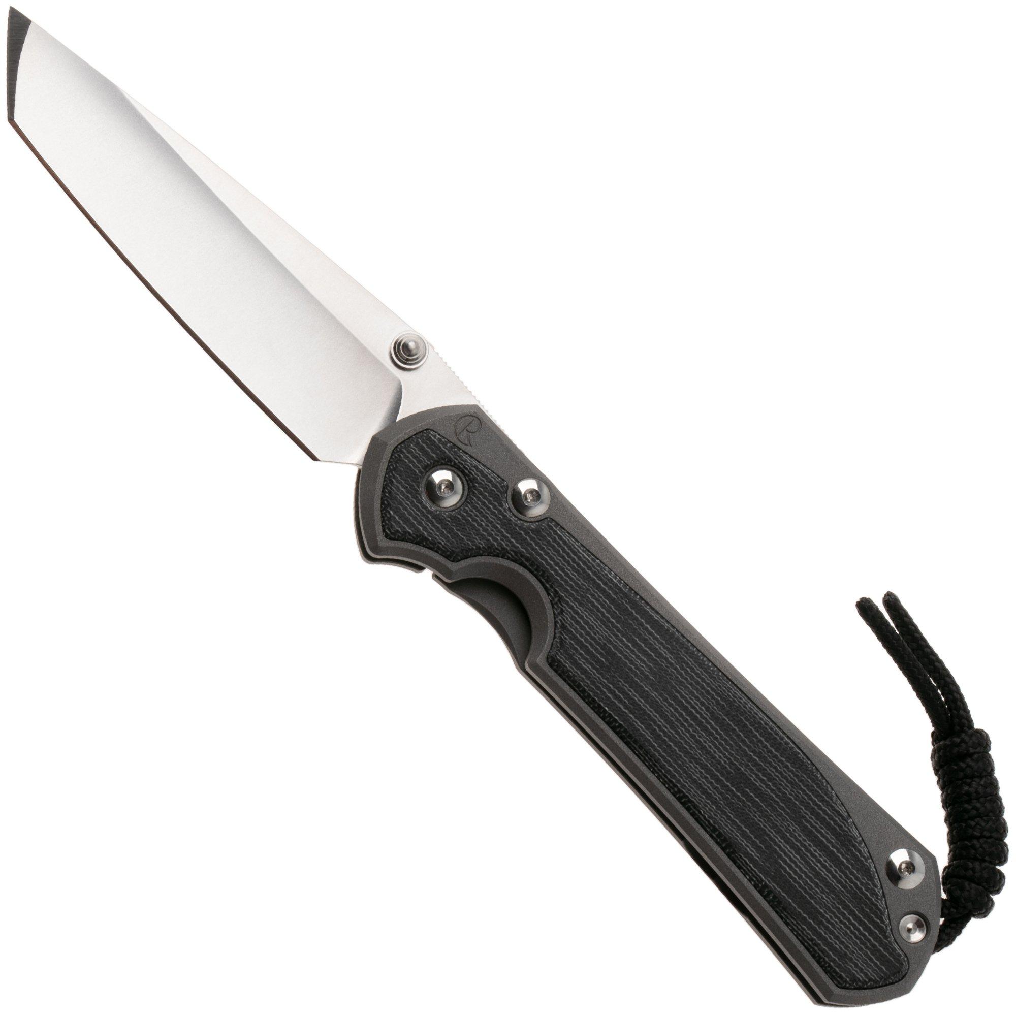 Chris Reeve Large Sebenza 31, L31-1228, Stonewashed CPM MagnaCut Tanto, Sandblasted Grey Titanium, Black Canvas Micarta Inlay zakmes