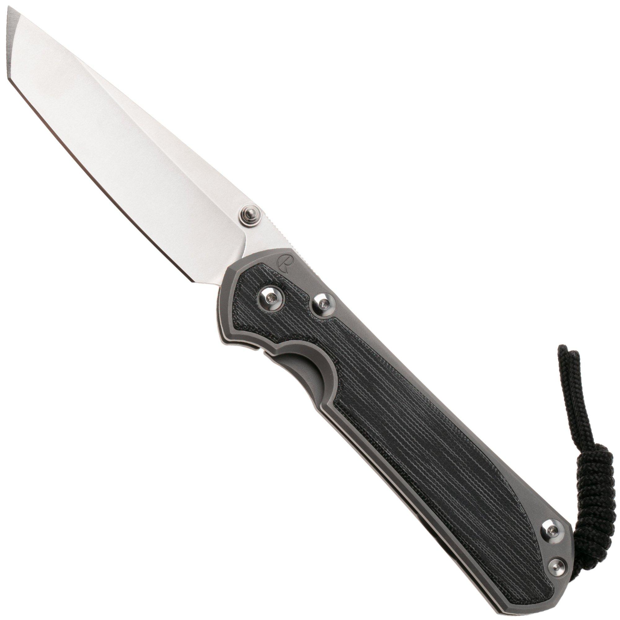 Chris Reeve Large Sebenza 31, L31-1232, Stonewashed MagnaCut Tanto, Glass Blasted Titanium, Black Canvas Micarta Inlay zakmes