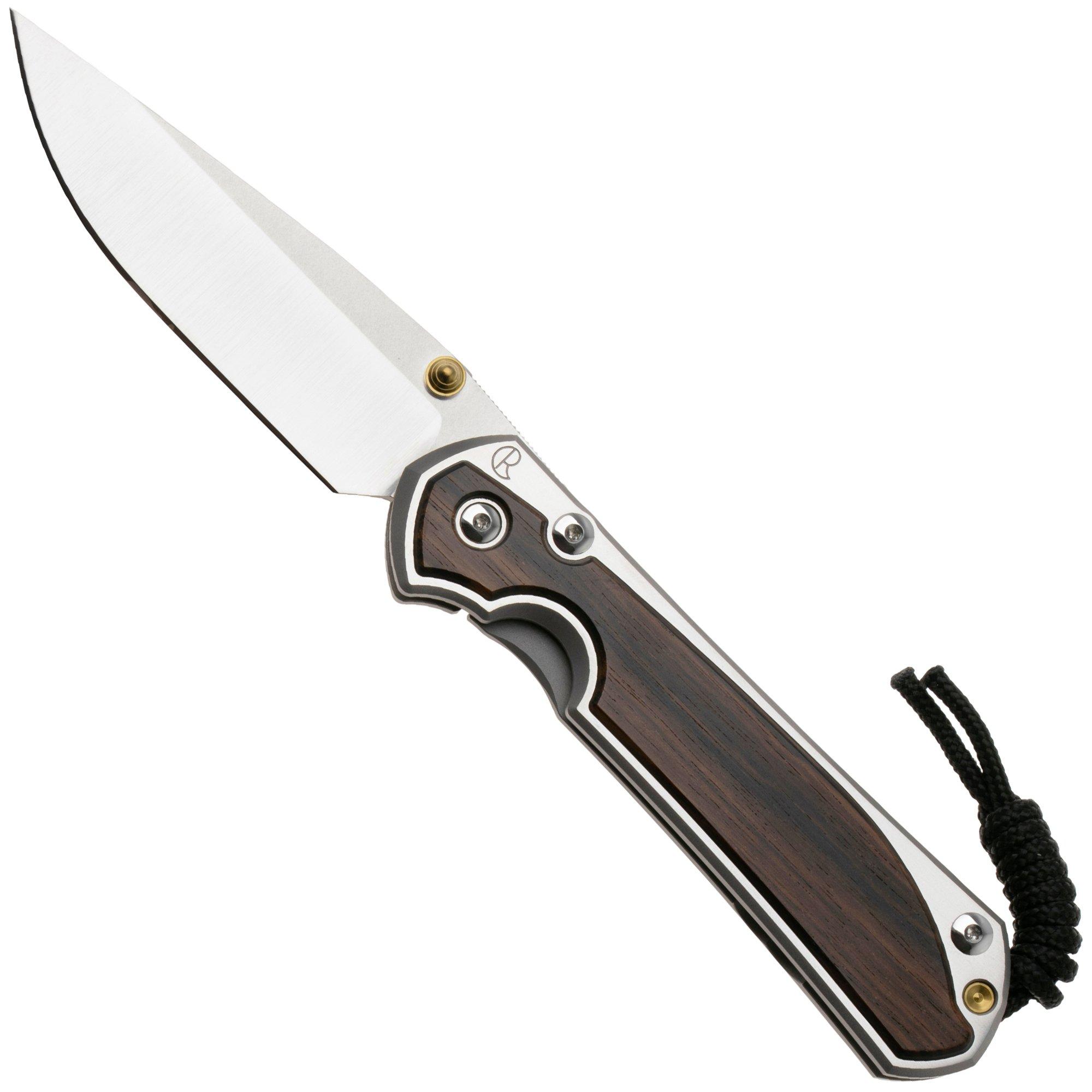 Chris Reeve Large Sebenza 31 L31-1636 Drop Point CPM MagnaCut, Polished Titanium, Macassar Ebony Inlay, pocket knife
