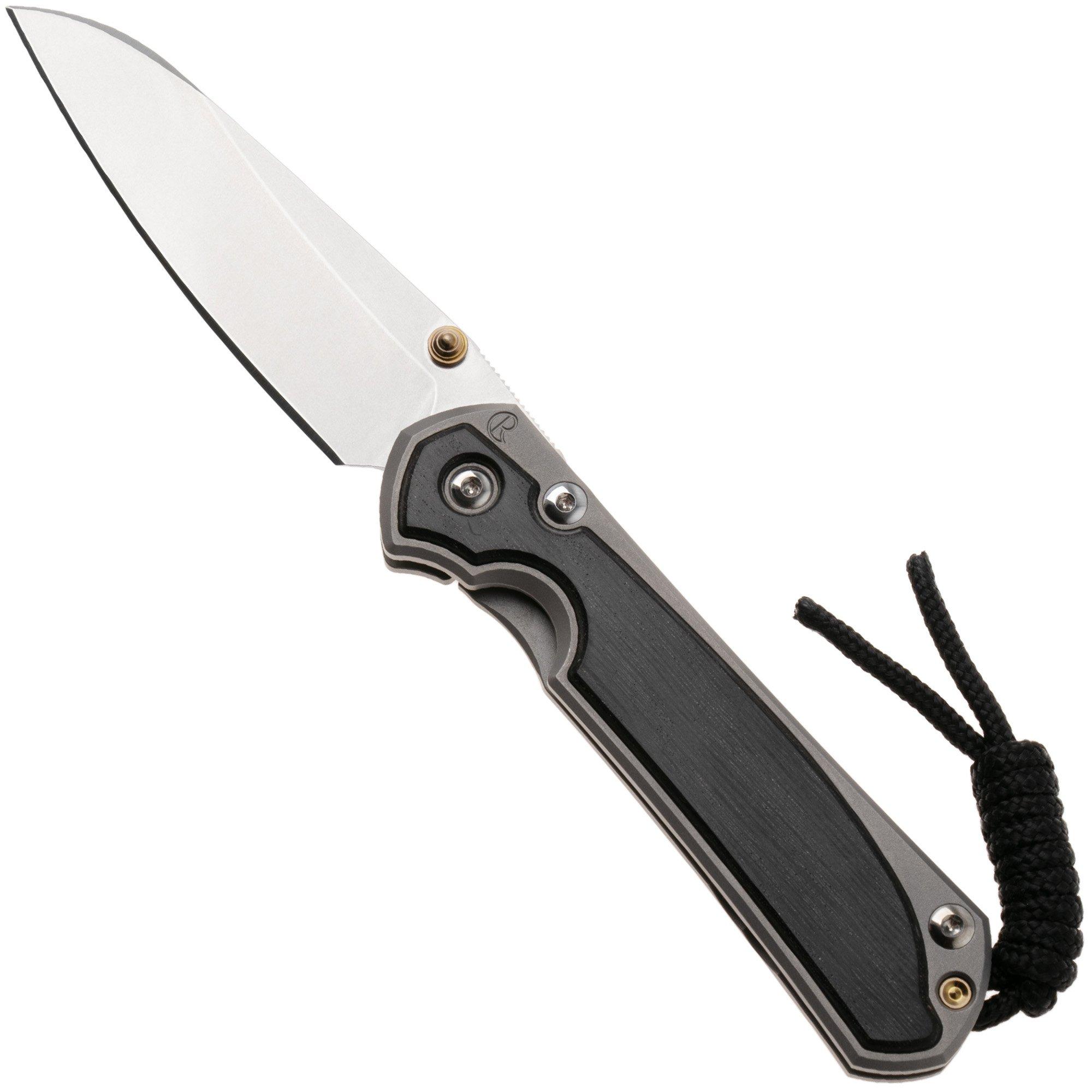Chris Reeve Small Sebenza 31 S31-1124, Stonewashed CPM MagnaCut Insingo, Glassblasted Titanium, Bog Oak Inlay zakmes