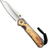 Afbeelding voor Chris Reeve Small Sebenza 31, S31-1126, Stonewashed CPM MagnaCut Insingo, Glass Blasted Titanium, Box Elder Inlay zakmes
