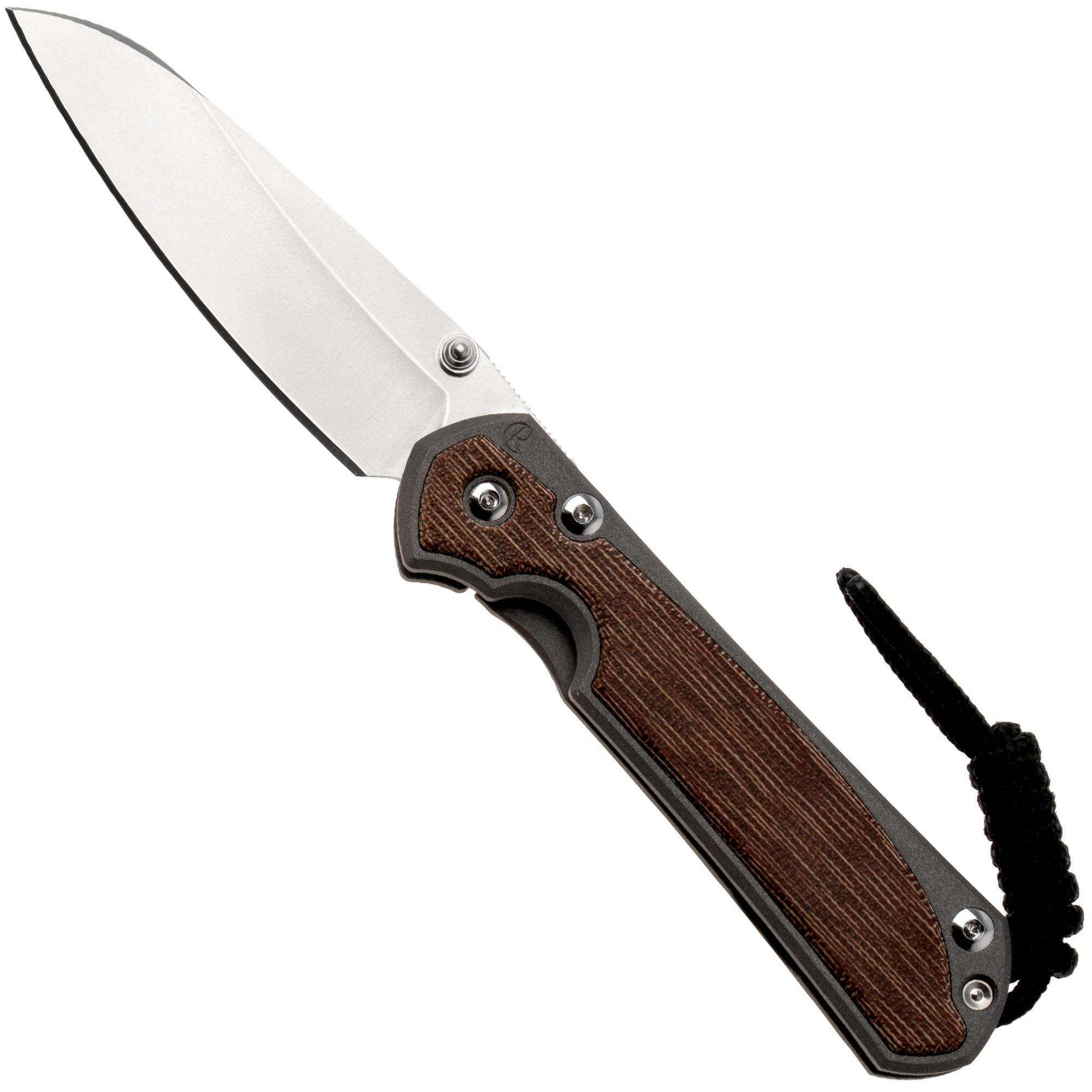 Chris Reeve Small Sebenza 31, S31-1222, Stonewashed CPM MagnaCut Insingo, Sand Blasted Titanium, Natural Canvas Micarta Inlay, zakmes