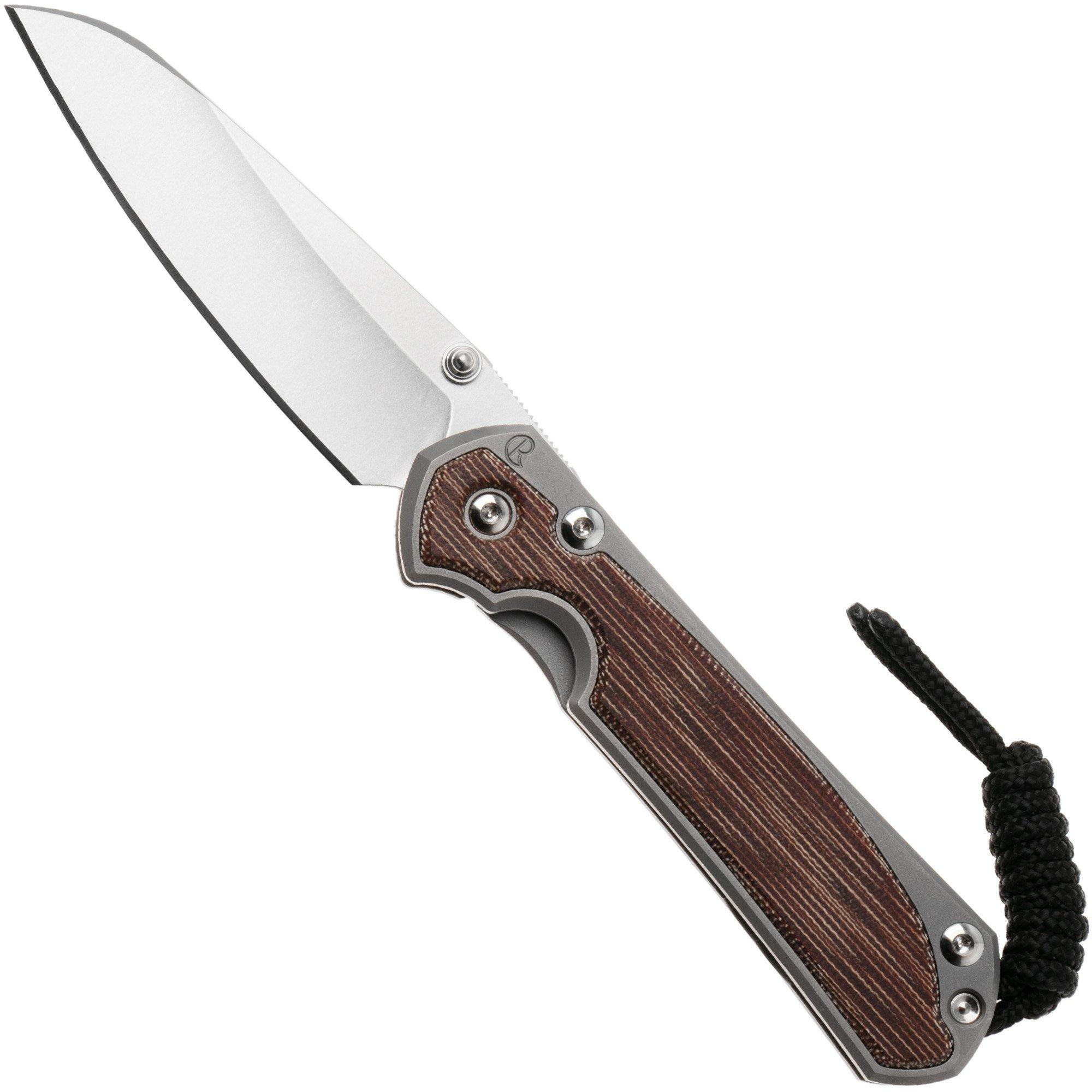 Chris Reeve Small Sebenza 31 Insingo S31-1226, Stonewashed CPM MagnaCut, Glass Blasted Titanium, Natural Canvas Micarta Inlay, zakmes