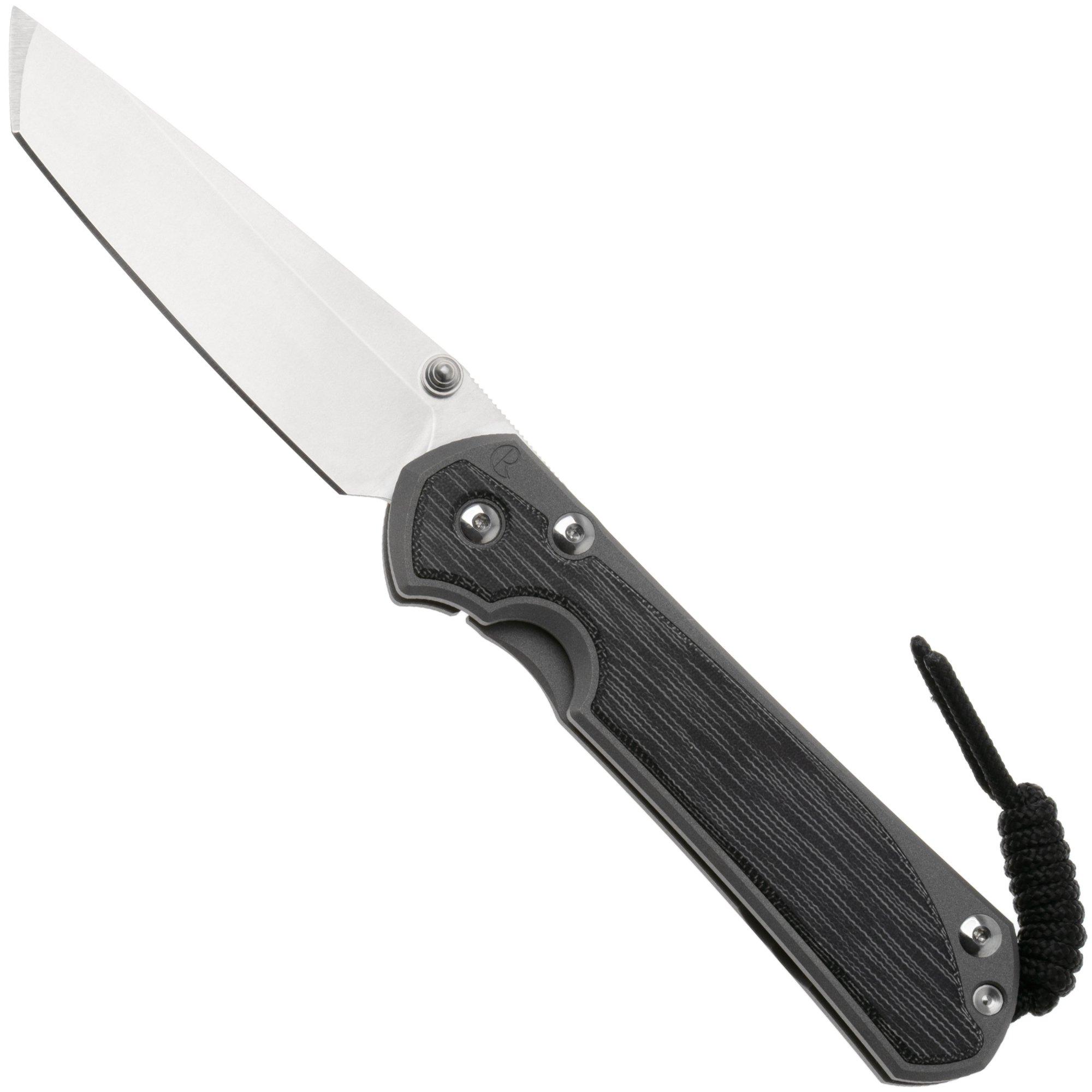 Nóż składany Chris Reeve Small Sebenza 31 S31-1228, Stonewashed CPM MagnaCut Tanto, Sand Blasted Titanium, Black Canvas Micarta Inlay