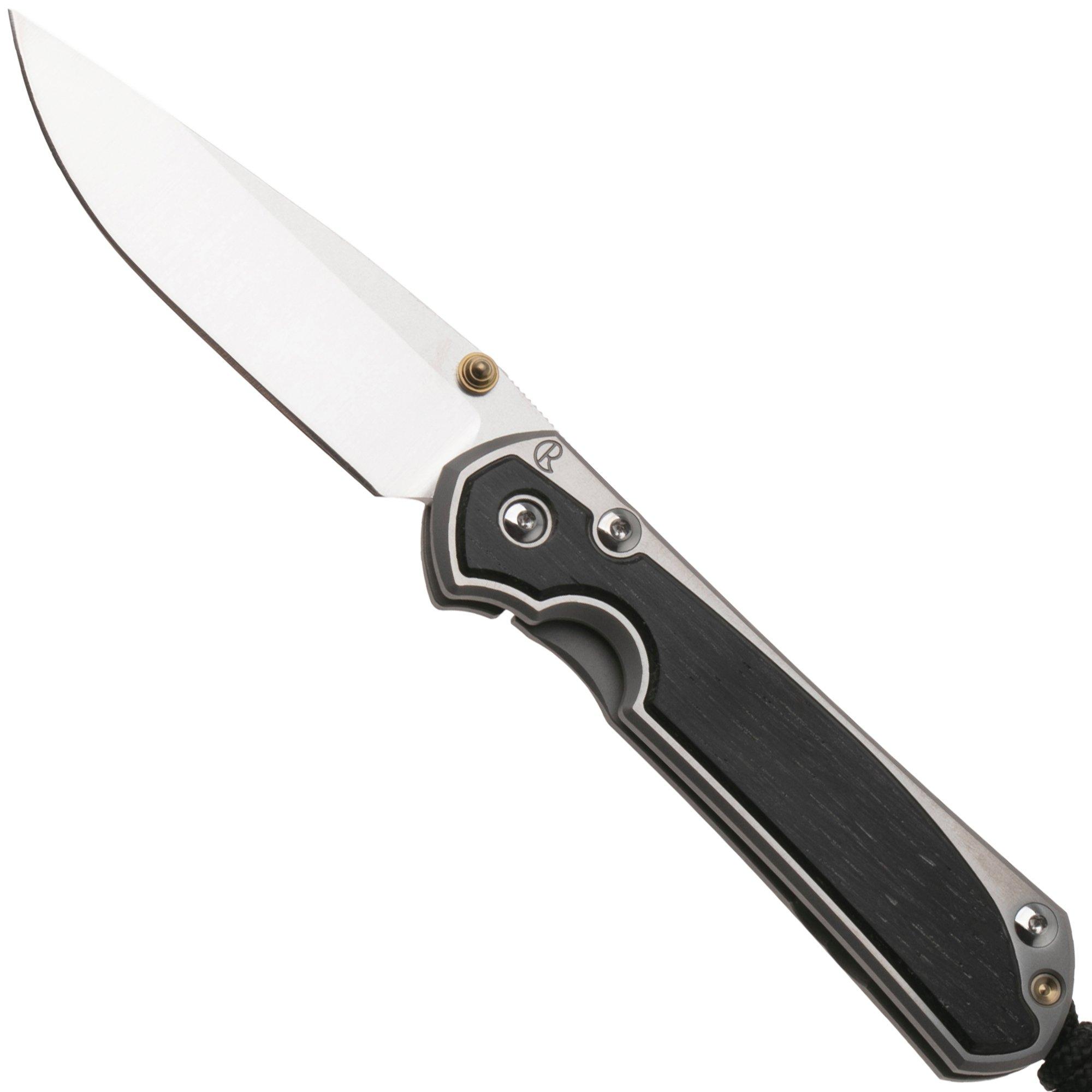 Chris Reeve Small Sebenza 31 S31-1620, Satin CPM MagnaCut, Polished Titanium, Bog Oak Inlay pocket knife